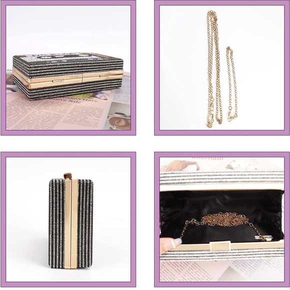 Rhinestone Crossbody Clutch Cassette Purse - Picture 8 of 10